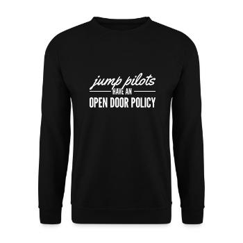 Les pilotes de saut ont une politique de porte ouverte - Parachutisme - Sweat-shirt Unisexe - noir - Devant - Alina (178cm) & Michal (187cm)