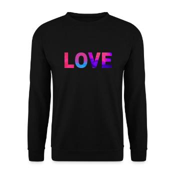 LOVE. Ein Shirt, ein Wort. - Unisex Pullover - Schwarz - Vorne - Alina (178cm) & Michal (187cm)
