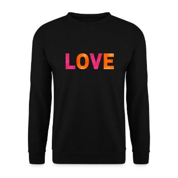 LOVE. Ein Shirt, ein Wort. - Unisex Pullover - Schwarz - Vorne - Alina (178cm) & Michal (187cm)