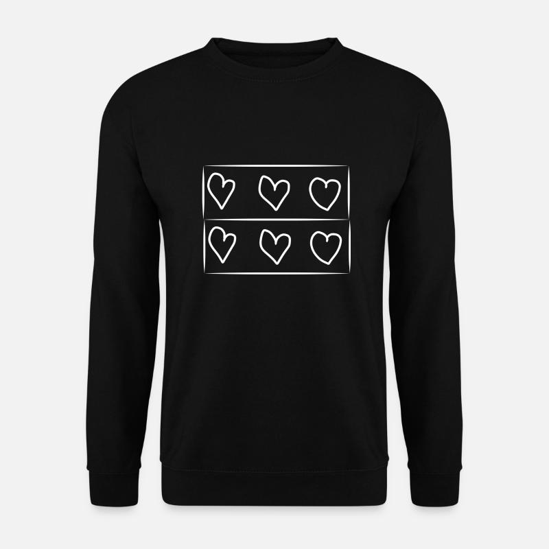 Six Hearts Heart Rectangle - Unisex Sweatshirt - black