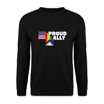 Proud Ally and Proud Patriot USA Flag LGBT Gay - Unisex Sweatshirt - black - Front - Alina (178cm) & Michal (187cm)