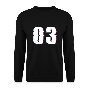 Drei 3 Three 03 Zahl Effekt Verzerrt Nummer - Unisex Pullover - Schwarz - Vorne - Alina (178cm) & Michal (187cm)