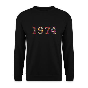 Flowers 1974 - Unisex Pullover - Schwarz - Vorne - Alina (178cm) & Michal (187cm)