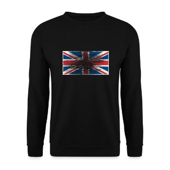 union jack flagge großbritannien ausgewaschen i - Unisex Pullover - Schwarz - Vorne - Alina (178cm) & Michal (187cm)