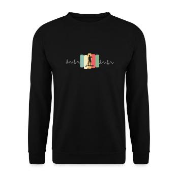 Stand up paddeling Sup, mit EKG Kurve - Unisex Pullover - Schwarz - Vorne - Alina (178cm) & Michal (187cm)