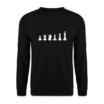 Schach Figuren Schachspieler Chess - Unisex Pullover - Schwarz - Vorne - Alina (178cm) & Michal (187cm)