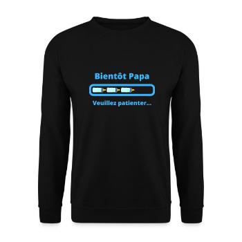Bientôt Papa veuillez patienter - futur Papa - Sweat-shirt Unisexe - noir - Devant - Alina (178cm) & Michal (187cm)