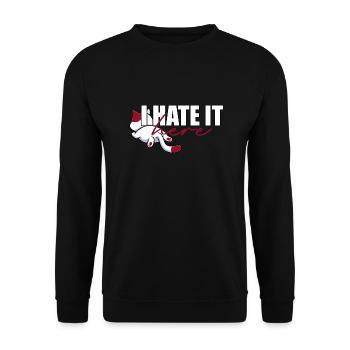 ich hasse es hier - katze - Unisex Pullover - Schwarz - Vorne - Alina (178cm) & Michal (187cm)
