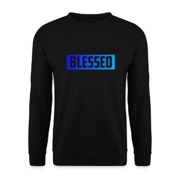 Gesegnet glücklich und zufrieden! - Unisex Pullover - Schwarz - Vorne - Alina (178cm) & Michal (187cm)