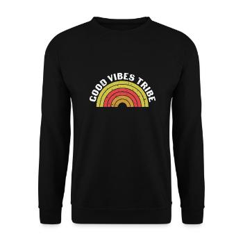 Peace Peacezeichen Flower Power Hippie Flowers colorful - Unisex Sweatshirt - black - Front - Alina (178cm) & Michal (187cm)