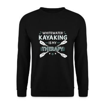Whitewater Kayaking Is My Therapy - Unisex Pullover - Schwarz - Vorne - Alina (178cm) & Michal (187cm)