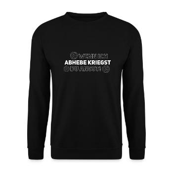 Abheben = Angst - Volleyballer Beach Volleyball - Unisex Pullover - Schwarz - Vorne - Alina (178cm) & Michal (187cm)