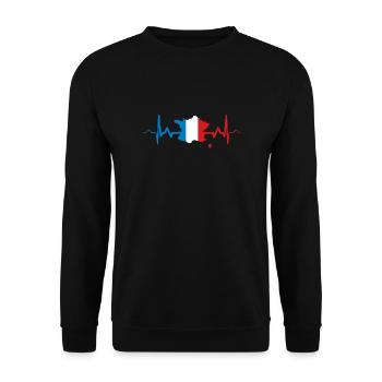 Frankreich Herzschlag Flagge Puls Geschenk - Unisex Pullover - Schwarz - Vorne - Alina (178cm) & Michal (187cm)