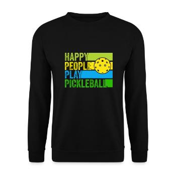 Happy People Play Pickleball - Unisex Sweatshirt - black - Front - Alina (178cm) & Michal (187cm)