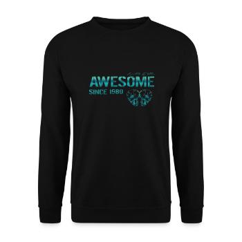Awesome since 1980 Gift - Unisex Sweatshirt - black - Front - Alina (178cm) & Michal (187cm)