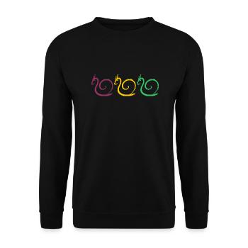 Schnecken - Unisex Pullover - Schwarz - Vorne - Alina (178cm) & Michal (187cm)