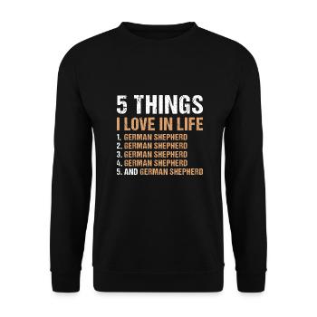5 Things I Love In Life German Shepherd - Unisex Sweatshirt - black - Front - Alina (178cm) & Michal (187cm)