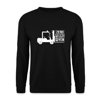 Zero Forks Given Forklift Forklifter Operator - Unisex Pullover - Schwarz - Vorne - Alina (178cm) & Michal (187cm)