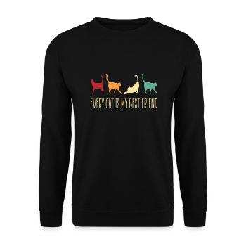 Cat Retro Saying Gift - Unisex Sweatshirt - black - Front - Alina (178cm) & Michal (187cm)