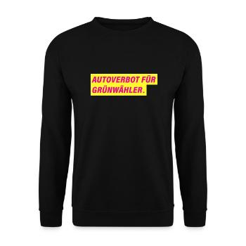 Autoverbot für Grünwähler - FDP Design - Unisex Pullover - Schwarz - Vorne - Alina (178cm) & Michal (187cm)