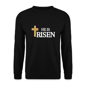 HE is Risen Faith Jesus Religion Matthew Easter - Unisex Sweatshirt - black - Front - Alina (178cm) & Michal (187cm)