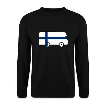 Wohnmobil Finnland Reise Urlaub Camper Aufkleber - Unisex Pullover - Schwarz - Vorne - Alina (178cm) & Michal (187cm)