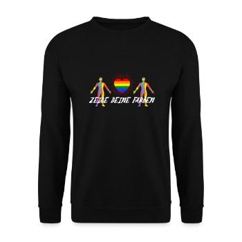 Zeige deine Farben - Unisex Pullover - Schwarz - Vorne - Alina (178cm) & Michal (187cm)