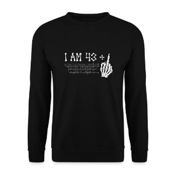 I Am 43 Plus Middle Finger - 44th Birthday - Unisex Sweatshirt - black - Front - Alina (178cm) & Michal (187cm)
