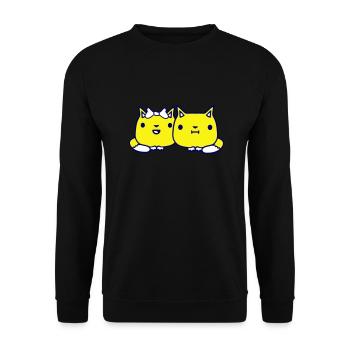 Zwei Katzen Paar 2 Romantisches verliebtes Pärchen - Unisex Pullover - Schwarz - Vorne - Alina (178cm) & Michal (187cm)