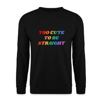 Too cute to be straight - LGBTQ funny joke humour - Unisex Sweatshirt - black - Front - Alina (178cm) & Michal (187cm)