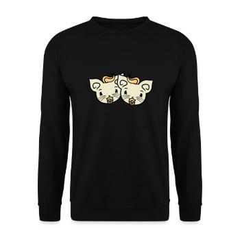 2 pacifiers cats Two baby siblings twins - Unisex Sweatshirt - black - Front - Alina (178cm) & Michal (187cm)