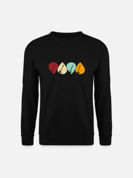 Guitar Pick Design für Gitarristen im Retro-Stil - Unisex Pullover - Schwarz