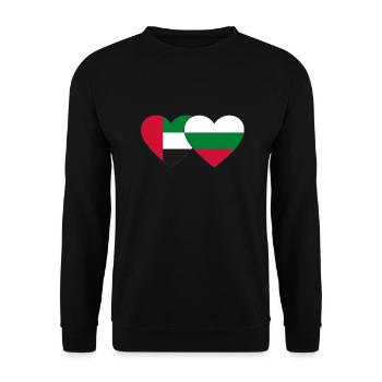 United Arab Emirates Bulgaria Flag Heart - Unisex Sweatshirt - black - Front - Alina (178cm) & Michal (187cm)