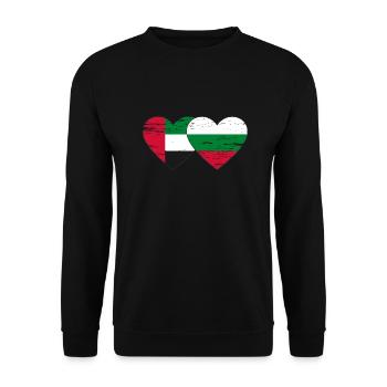 Émirats arabes unis Bulgarie Drapeau Coeur - Sweat-shirt Unisexe - noir - Devant - Alina (178cm) & Michal (187cm)