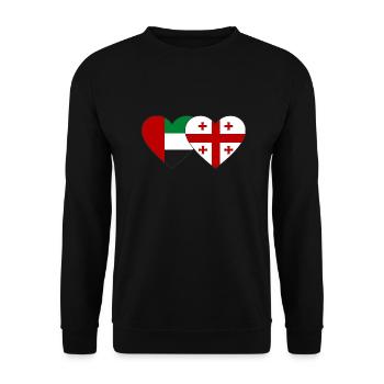 United Arab Emirates Georgia Flag Heart - Unisex Sweatshirt - black - Front - Alina (178cm) & Michal (187cm)