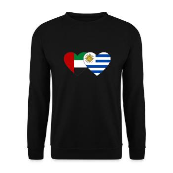United Arab Emirates Uruguay Flag Heart - Unisex Sweatshirt - black - Front - Alina (178cm) & Michal (187cm)
