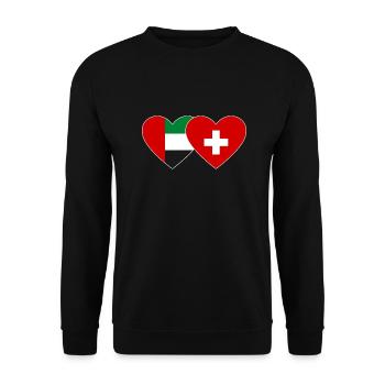 United Arab Emirates Switzerland Flag Heart - Unisex Sweatshirt - black - Front - Alina (178cm) & Michal (187cm)