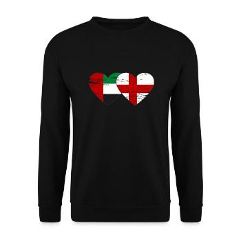 Vereinigte Arabische Emirate England Flagge Herz - Unisex Pullover - Schwarz - Vorne - Alina (178cm) & Michal (187cm)