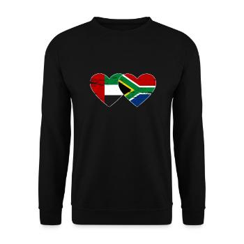 Émirats arabes unis Afrique du Sud Drapeau Coeur - Sweat-shirt Unisexe - noir - Devant - Alina (178cm) & Michal (187cm)