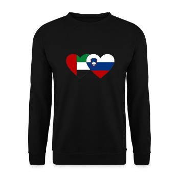 Émirats arabes unis Slovénie Drapeau Coeur - Sweat-shirt Unisexe - noir - Devant - Alina (178cm) & Michal (187cm)
