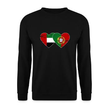 Émirats arabes unis Portugal Drapeau Coeur - Sweat-shirt Unisexe - noir - Devant - Alina (178cm) & Michal (187cm)