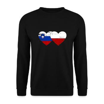 Slovénie Pologne drapeau coeur utilisé - Sweat-shirt Unisexe - noir - Devant - Alina (178cm) & Michal (187cm)