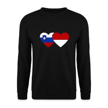 Slowenien Indonesien Flagge Herz - Unisex Pullover - Schwarz - Vorne - Alina (178cm) & Michal (187cm)