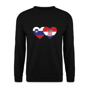 Slowenien Kroatien Flagge Herz - Unisex Pullover - Schwarz - Vorne - Alina (178cm) & Michal (187cm)