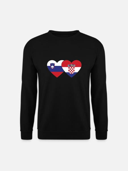 Slowenien Kroatien Flagge Herz - Unisex Pullover - Schwarz
