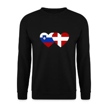 Slowenien Dänemark Flagge Herz - Unisex Pullover - Schwarz - Vorne - Alina (178cm) & Michal (187cm)