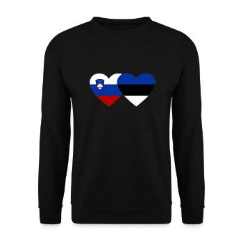 Slowenien Estland Flagge Herz - Unisex Pullover - Schwarz - Vorne - Alina (178cm) & Michal (187cm)
