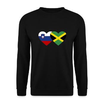 Slowenien Jamaika Flagge Herz - Unisex Pullover - Schwarz - Vorne - Alina (178cm) & Michal (187cm)