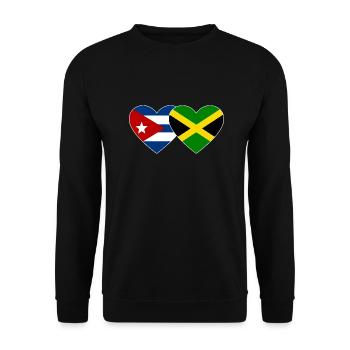 Cuba, Jamaïque, Drapeau, Coeur - Sweat-shirt Unisexe - noir - Devant - Alina (178cm) & Michal (187cm)