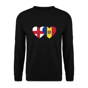 England Moldau Flagge Herz - Unisex Pullover - Schwarz - Vorne - Alina (178cm) & Michal (187cm)